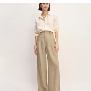 everlane THE LINEN WAY-HIGH DRAPE PANT Wide-Leg Trousers in Beige